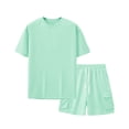 thumbnail image 2 of USNSM Men's Casual Short Sets 2 Piece Outfits Crew Neck T-Shirts and Shorts Set Fashion Solid Color Summer Jogging Tracksuit Green XL, 2 of 5
