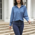 thumbnail image 3 of hotojiny Dressy Button Down Shirts for Women Elegant Long Sleeve Business Work Blouse Casual Office Tops, 3 of 4
