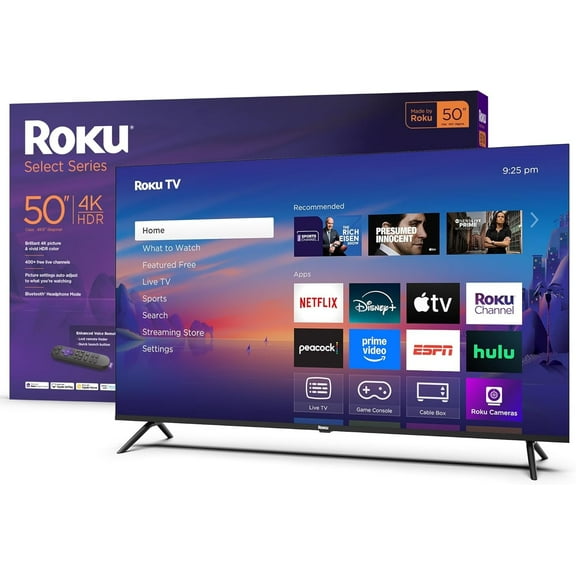 Restored Roku Smart TV – 50-Inch Select Series, 4K HDR TV – Roku TV with Enhanced Voice Remote