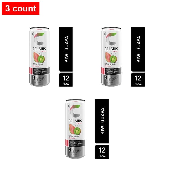 CELSIUS Sparkling Kiwi Guava Energy Drink Can 12 fl oz - 3 count
