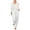 White, variant on ZenCart 2 Pcs/Set Women Top Pants Suit V Neck Long Sleeves Cross Blouse High Waist Pleated Wide Leg Trousers Formal Commuting Outfit for Spring Summer