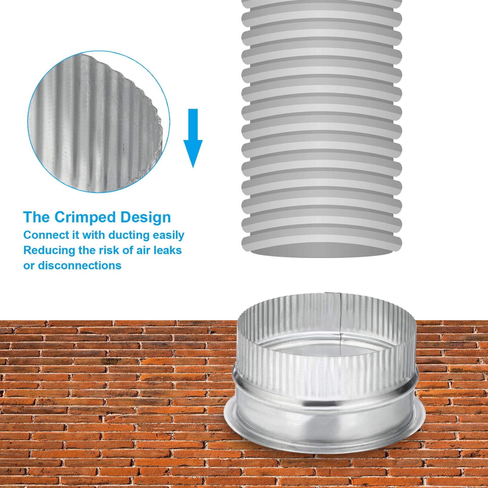 Uxcell 5 inch Duct Collar, 1Pcs Duct Connector Flange Galvanized Iron Tight Vent Air Duct Fitting for Home Office