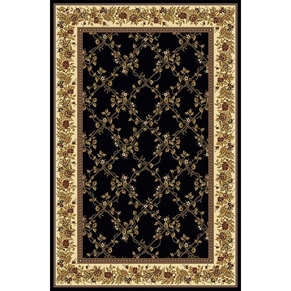 Vitaly Wharton Area Rug 1427 Black Floral Country 7' 9" x 9' 6" Rectangle