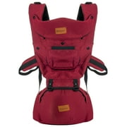 Silensys 5-in-1 Baby Carrier Kangaroo Bag with Hip Seat Baby Strap Carrier Multifunction Ergonomic Detachable Adjustable Back Strap, Red