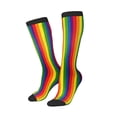 thumbnail image 2 of Rainbow Stripe Print Knee High Socks for Women Long Leg Warmers Socks, 2 of 7