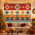 thumbnail image 3 of Aztec Geometric Pattern in Horizontal Bands, Warm Boho Folk Art for Southwest Decor Lovers, Ethnic Wall Art Decor, Housewarming Gift Tapestry Wall Hanging for Living Room and Bedroom, 3 of 5