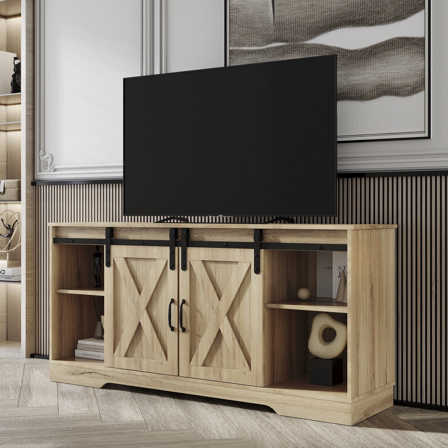 Kepooman Mid-Century TV Stand for Bedroom, Modern TV Stands for 62 Inch TV for Living Room, 62" Entertainment Center for TVs for Home, Oak-C Kepooman Mid-Century TV Stand for Bedroom, Modern TV Stands for 62 Inch TV for Living Room, 62" Entertainment Center for TVs for Home, Oak-C