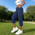 thumbnail image 7 of YanHoo Womens Cargo Capris Elastic Waisted Drawstring Workout Capri Pants Outdoor Hiking Cropped Trousers with Pockets, 7 of 7