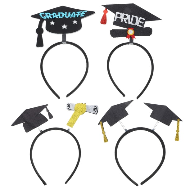 KAKOWELY 4 diademas para fiesta de graduación, birretes, diademas, suministros para fiestas de graduación