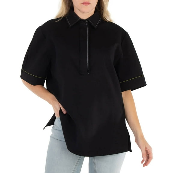 Victoria Beckham Pointed Collar Short-Sleeve Shirt, Brand Size 4 (US Size 0)