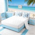 thumbnail image 4 of Manfei Blue Seashell Starfish Bedding Comforter Set for Girls Kids, Princess Bow Full Bedding Set, Reversible 7-Piece, 4 of 6