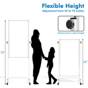 TACWILY 36x24 inch Rolling Whiteboard, Height Adjustable Magnetic Dry Erase Board with Circular Stand on Wheels