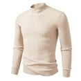 thumbnail image 5 of TOWED22 Men's Mock Turtleneck Sweater Long Sleeve Half Neck Pullover Thermal Casual Ribbed High Neck Pullover Sweater(Beige,L), 5 of 7