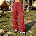 thumbnail image 4 of Huowey Womens Baggy Cargo Pants Wide Leg Hiking Pants With Pockets Drawstring Casual Daily Trendy Travel Trousers,XL, 4 of 6