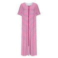 thumbnail image 1 of HUJlwoi Chemise de Nuit Imprimée pour Femmes Rayée Longue Robe de Bain Zippée Robe Décontractée Chemise de Nuit Manches 3/4 avec Poches, 1 of 4