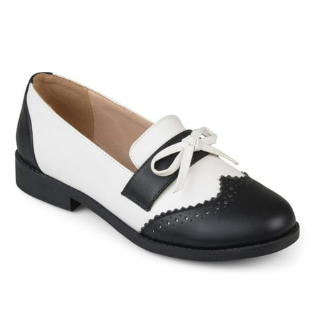 Athletic Leather Loafers - Women's Faux Leather Bow Oxford Wingtip Loafers