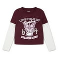 thumbnail image 4 of Levi Strauss Signature Girls Long Sleeve Two-fer Graphic Tee, Sizes 4-16, 4 of 8