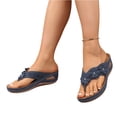 thumbnail image 3 of longantii Orthopedic Sandals with Arch Support Flip Flops for Women Flower Platform Wedge Sandals Soft Cushion Comfortable Dressy Slip on Thong Sandals Slippers for Summer Vacation Walking, 3 of 5
