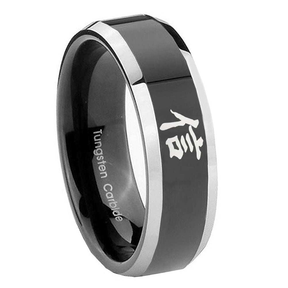 Black Tungsten Carbide Ankh Ring 8mm Wedding Band Anniversary Ring for Men and Women Size 7.5