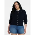 thumbnail image 2 of Time and Tru Women's Textured Knit Cardigan Sweater with Long Sleeves, Sizes XS-XXXL, 2 of 7