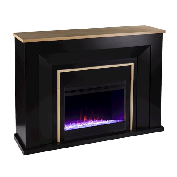 SEI Furniture Cardington Wood Color Changing Fireplace in Black