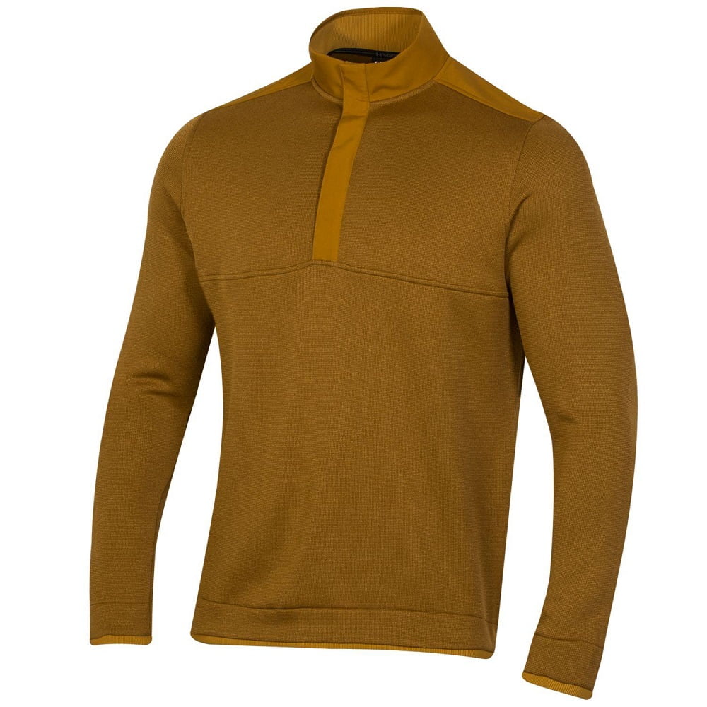 NEW Mens Under Armour Golf Sweater Fleece Half Snap Yellow Ochre 2XL ...