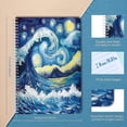 thumbnail image 2 of Spiral Notebook,Double-Wire Spiral College Lined Journal Notebook for Study and Notes,100 Pages,5.71x 8.26 in - Surfing Wave under a Starry Sky in Van Gogh - style, 2 of 7