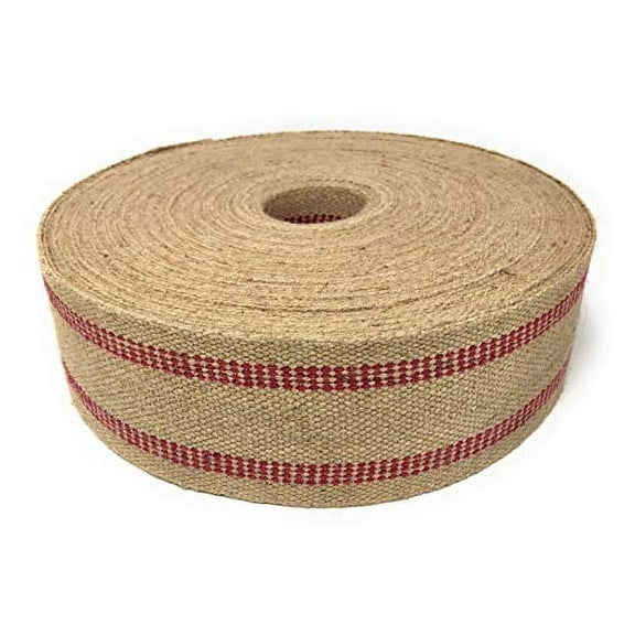 Great Lakes Cordage Jute Webbing for Upholstery & Crafts (Red Stripe, 72 Yards)