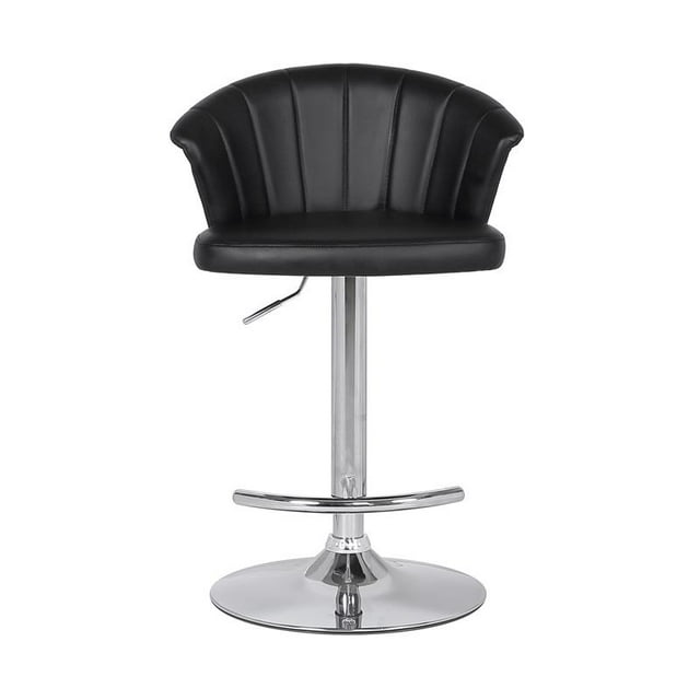 Kenzie Adjustable Faux Leather Kitchen Barstool in Black