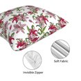 thumbnail image 4 of Throw Pillow Covers, Red Pink Lilies Flowers Soft Square Pillow Cases with Invisible Zipper for Couch Bed Sofa, Farmhouse Fall Home Decor 20"x20", 4 of 7