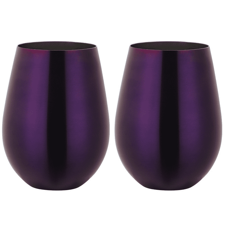 Stemless Stainless-Steel Wine Glasses (Set of 2)