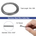 thumbnail image 2 of 1/8" 50ft 304 Stainless Steel Cable Wire Rope 7 x 7 Strands PVC Coated Aircraft Wire for Outdoors Decking, 2 of 5