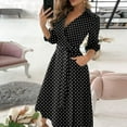 thumbnail image 4 of JINMGG Womens Plus Size $5 Women's Casual Loose Bandage Half Sleeve Printed V-Neck Ankle-Length Dress Black XL, 4 of 6