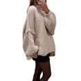 thumbnail image 3 of Women'S Fall Turtle Neck Oversized Sweaters Long Sleeve Chunky Knit Pullover Tops Winter Fashion Clothes Khaki M, 3 of 9
