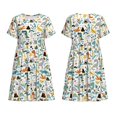 thumbnail image 3 of Bixox Robe d'Été à Manches Courtes pour Femmes Robe Ample Longueur Genou avec Poches-Dinosaure Dessin Animé, 3 of 7