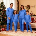 thumbnail image 2 of HNMKIU Satin Silk O-Neck with Button Pajamas Set Two-Piece Christmas Pajamas for Family Long Sleeve Sleepwear Loungewear Nightwear Pants for Kids Blue,Kids_160, 2 of 8