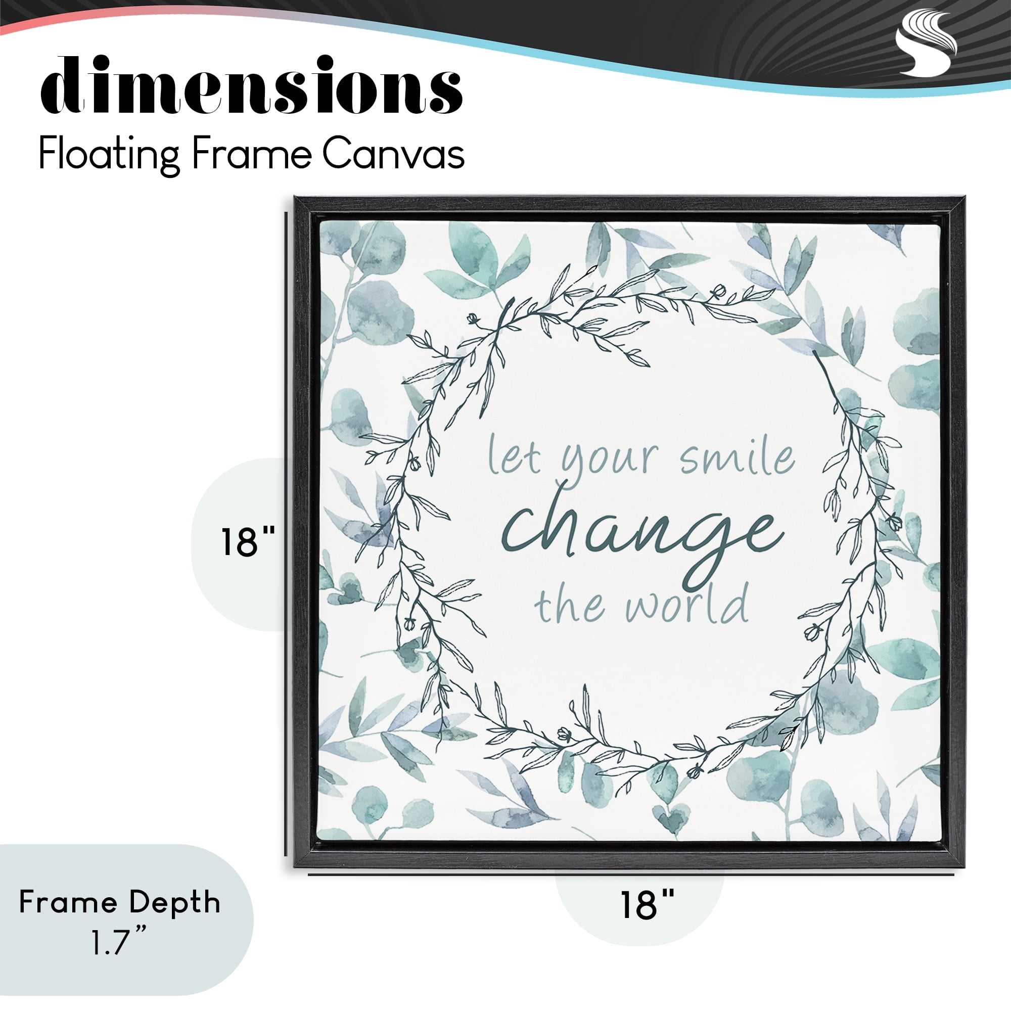 Stupell Industries Smile Change The World Black Framed Floater Canvas Wall Art, design by Kim Allen