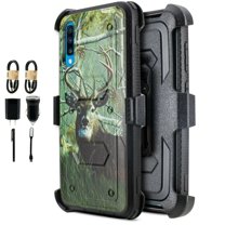 Value Pack ! for Samsung Galaxy A70 A70S Heavy Duty Phone Case 360° Cover Screen Protector Belt Clip Kickstand Holster Hybrid Shock Bumper (Deer)