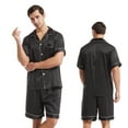 thumbnail image 2 of Fjuchai Men's 2Pcs Silk Pajama Pjs Set Lounge Sets Short Sleeve T-Shirts and Shorts Set Loungewear Sweatsuit with Pockets S-XL, 2 of 8