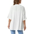 thumbnail image 2 of INSPIRE CHIC Women's Summer Collarless Linen Half Sleeve Open Front Loose Casual Cardigan S White, 2 of 4