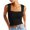 Black, variant on Cagogo Women's Wide Strap Crop Tank Tops Under $5 Sleeveless Cropped Basic Cami T-Shirts Casual Flower Lettuce Trim Square Neck Undershirts Mother Day Gifts
