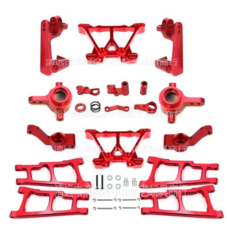 Red Professional RC Truck Steering Parts Kit for RC Car Truck RC Steering Parts for Traxxas Slash 4X4 1/10 Truck RC Aluminium Alloy Steering Kit 