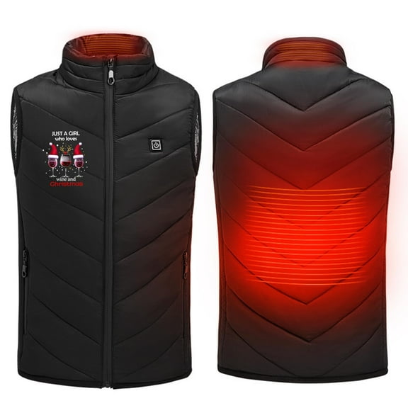 Odeerbi Toddler Boys Girls Christmas Lightweight Heated Vest Winter Thermal Heated Jackets Kids USB Intelligent Constant Temperature 2 Areas Heated Coat Toddler Clothes Black without Power Bank