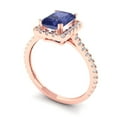 thumbnail image 2 of Clara Pucci 14K Rose Gold Solid Gold Tanzanite Solitaire with Accents Anniversary Ring for Women - 1.86 cttw Emerald Cut, 2 of 8