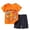 Orange, variant on Stylish Toddler Boy Summer Outfit Personality Graphic Print Short Sleeve Tee and Shorts Play Set