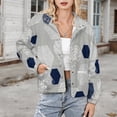 thumbnail image 3 of Jackets for Women Winter Coat Jackets Flannel Stand Collar Jacket(Grey Blue Geometric Pattern Design,Size:S-4XL), 3 of 7