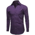 thumbnail image 2 of Men's Classic Fit Long Sleeve Wrinkle Resistant Button Down Premium Dress Shirt (Purple,M), 2 of 4
