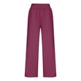 thumbnail image 5 of FRSASU Women's Palazzo Pants Dressy Solid Casual Wide Leg Slacks Elastic Waist Fashion Pants with Pockets Wine, 5 of 9