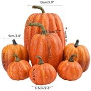 7PCS Fake Pumpkins White Orange, Fall Artificial Pumpkins for Decoration Different Sizes, Halloween Thanksgiving Autumn Harvest DIY Foam Pumpkin Indoor Outdoor Home Decor