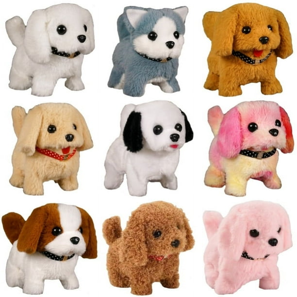 Juguete electrónico de peluche para perros que camina y ladra, interactivo, con correa de control remoto, para niños pequeños